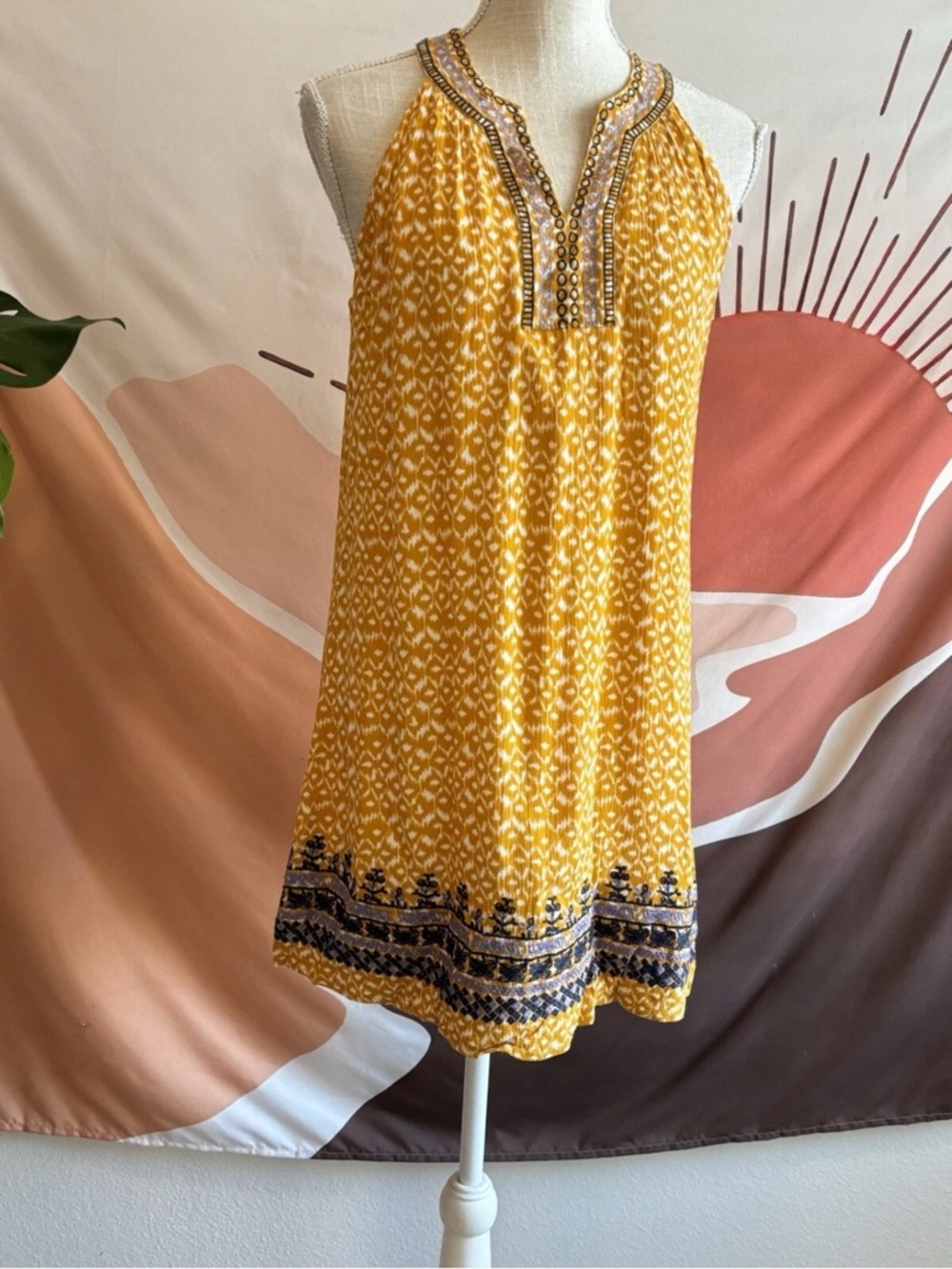 Anthropologie THML Dress Women’s Size S Small Embroidered Lined A-Line Boho